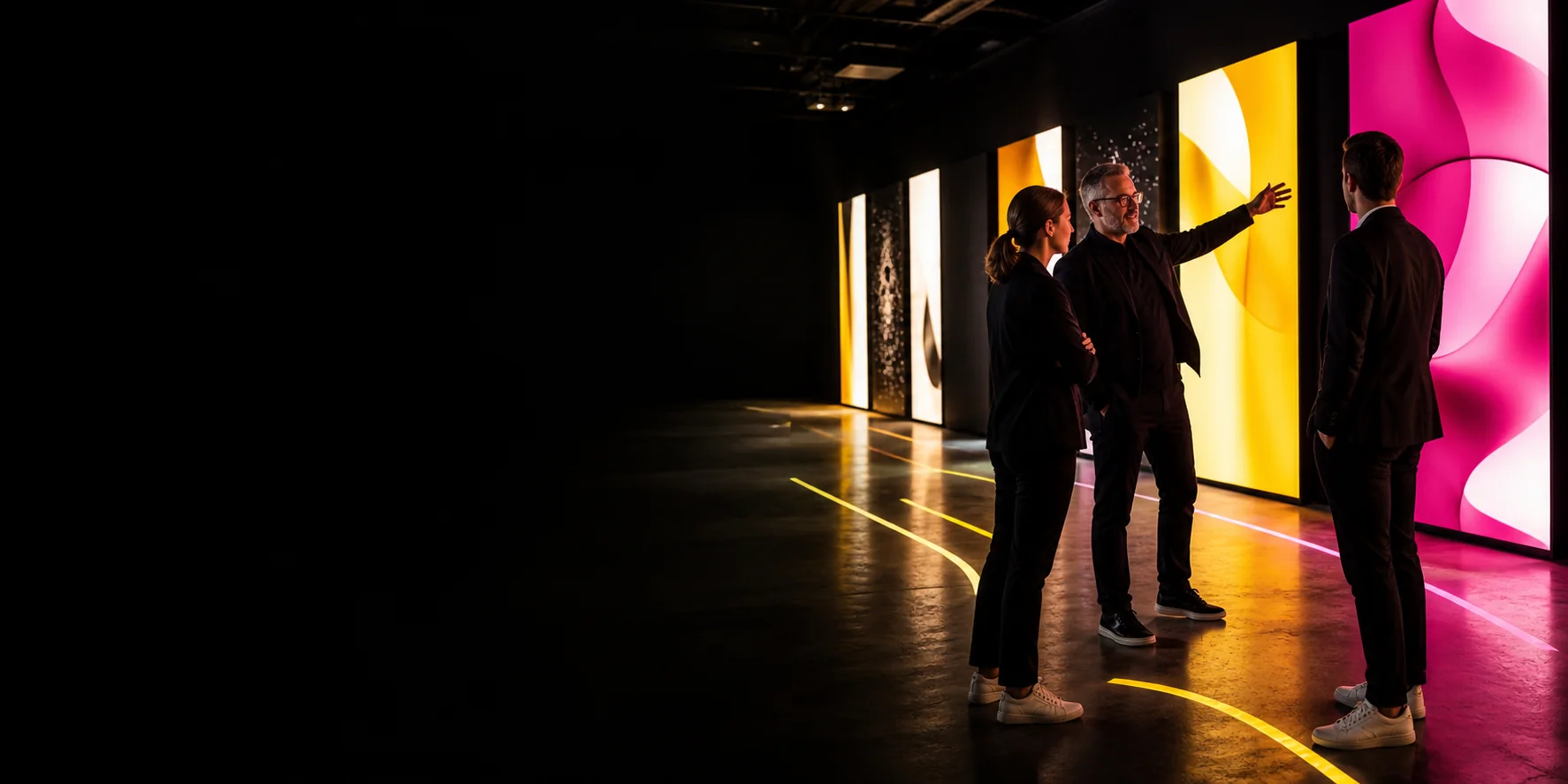 Campaign team comparing live creative routes in an optimization studio
